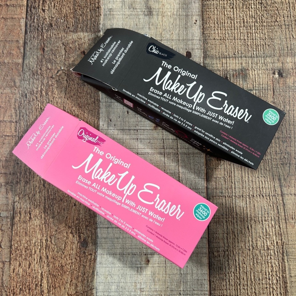 The Original MakeUp Eraser Set of 2 Original Pink & Chic Black Reusable Cloths